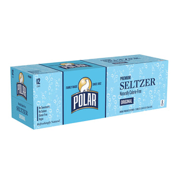 Polar Beverages Polar Seltzer Water Original, 12 fl oz cans, 12 pack, 33.8 Fluid Ounce (Pack of 12)
