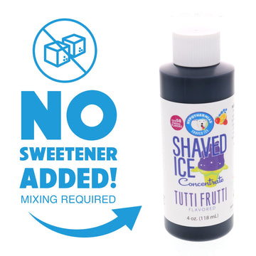 Hypothermias Shaved Ice And Snow Cone Syrup Unsweetened Flavor Concentrate - 4 Fl Oz - Makes 1 Gallon Of Ready To Use Syrup - Tu