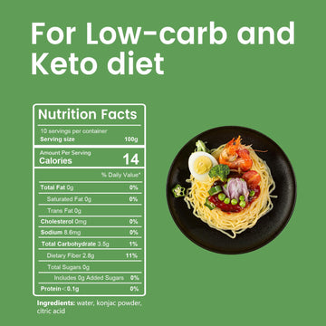 Hethstia Shirataki Konjac Spaghetti Pasta, 10 Pack Inside, Vegan, Low Calorie Food, Gluten Free, Fat Free, Keto Friendly, Low Ca