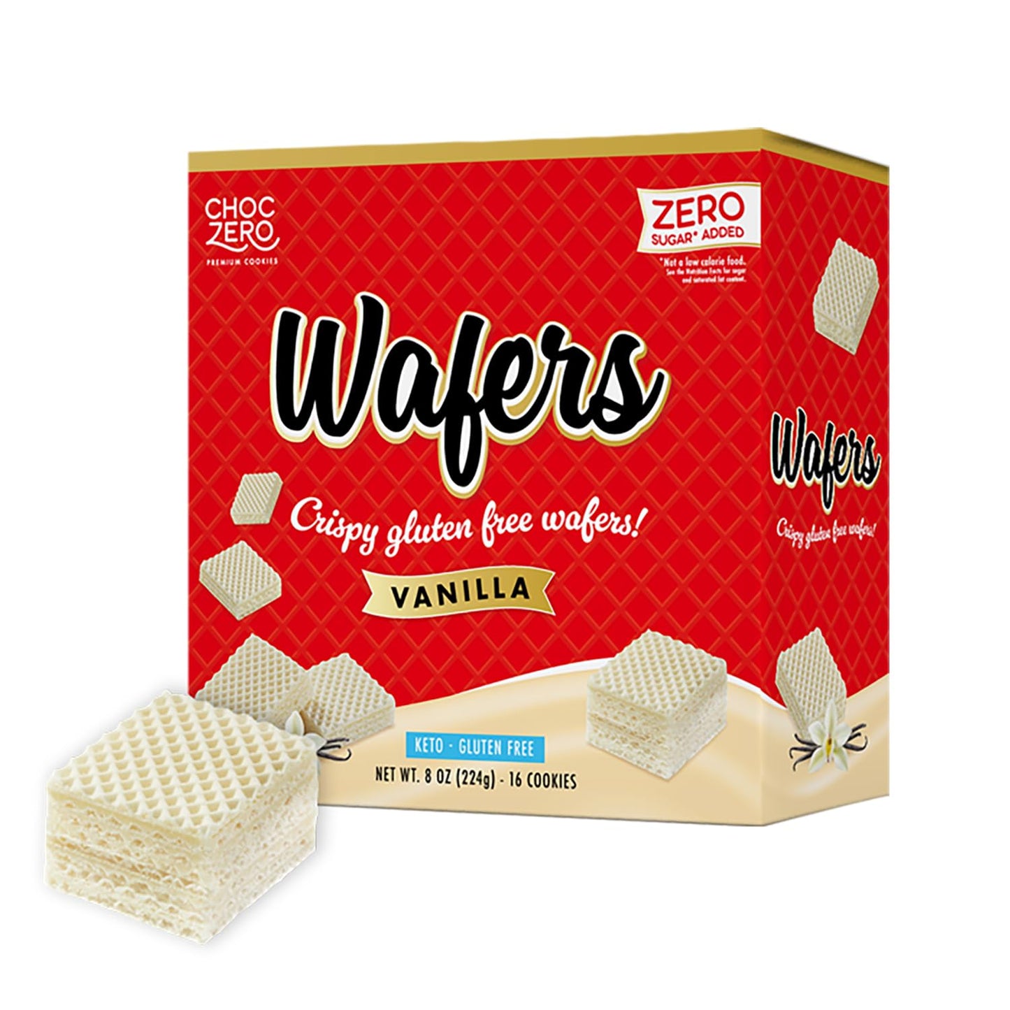ChocZero Vanilla Wafer Cookies Crispy Cookies Layered With Vanilla Creme Gluten Free No Added Sugar 16 Keto Wafer Cookies Per Box 8 Ounce (Pack of 1)