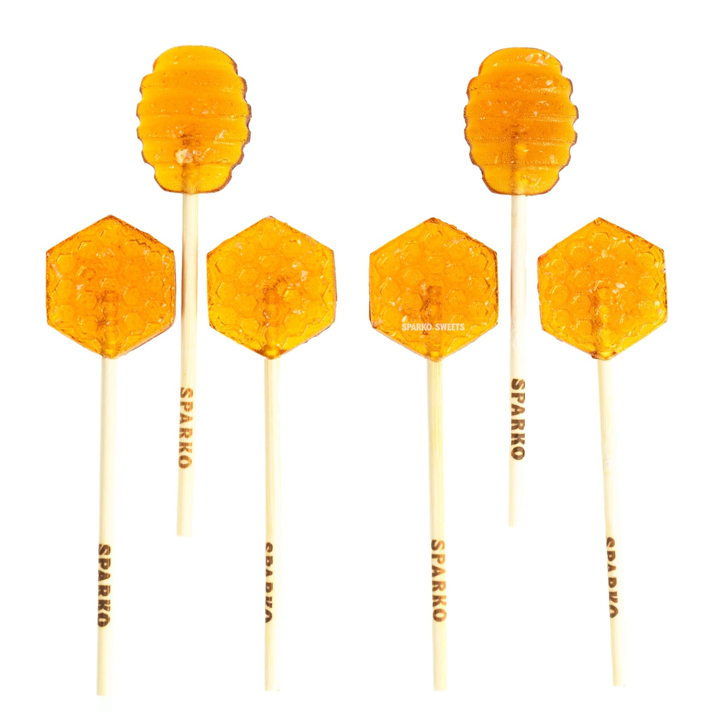 Sparko Sweets Sea Salt Honeycomb Lollipops, Made In Usa, No Artificial Ingredients, No Corn Syrup, 40 Pieces, 1.3-Inch Diameter, 1.5 Lbs, Gold – Ideal For Tea Stirrers, Sore Throat Remedy, And Gifts
