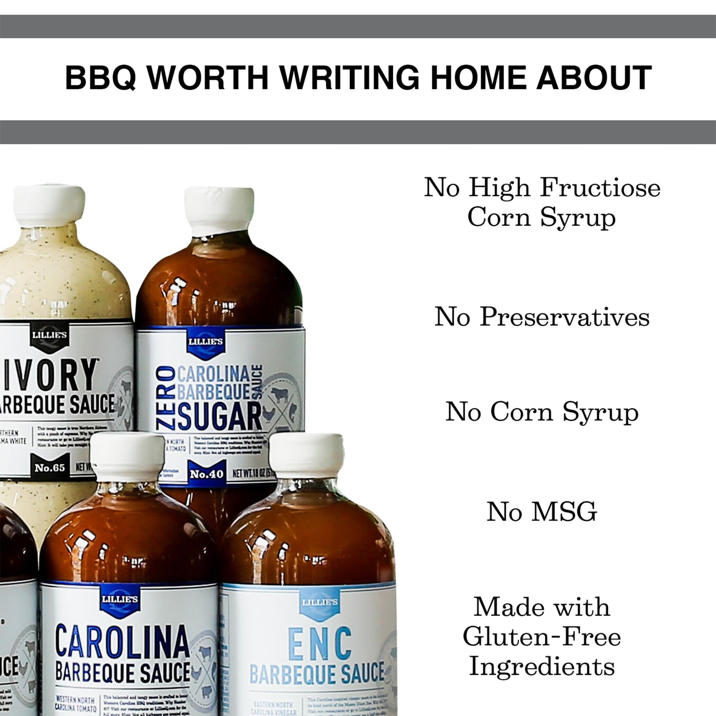 Lillies Q Carolina Barbeque Sauce, Gourmet Tangy BBQ Sauce, Gluten-Free, 152 oz, Model FGLIL127-1
