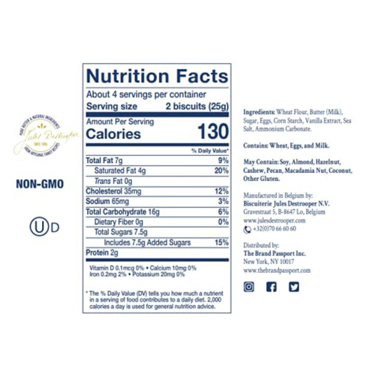 Jules Destrooper Butter Crisps, 3.5 Oz, 1 Pack, Crispy Cookies
