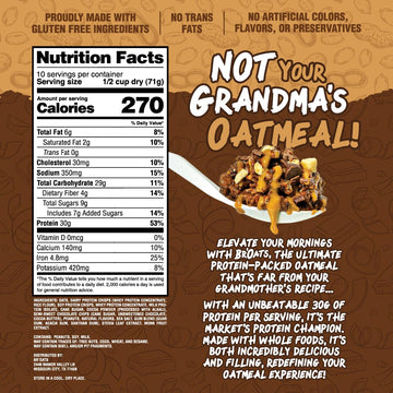 BrOats High Protein Oatmeal With 30g Of Protein Per Serving - Protein Packed Gluten Free Delicious Tasting High Protein Oats (Pack of 1 Nutty Chocolate)