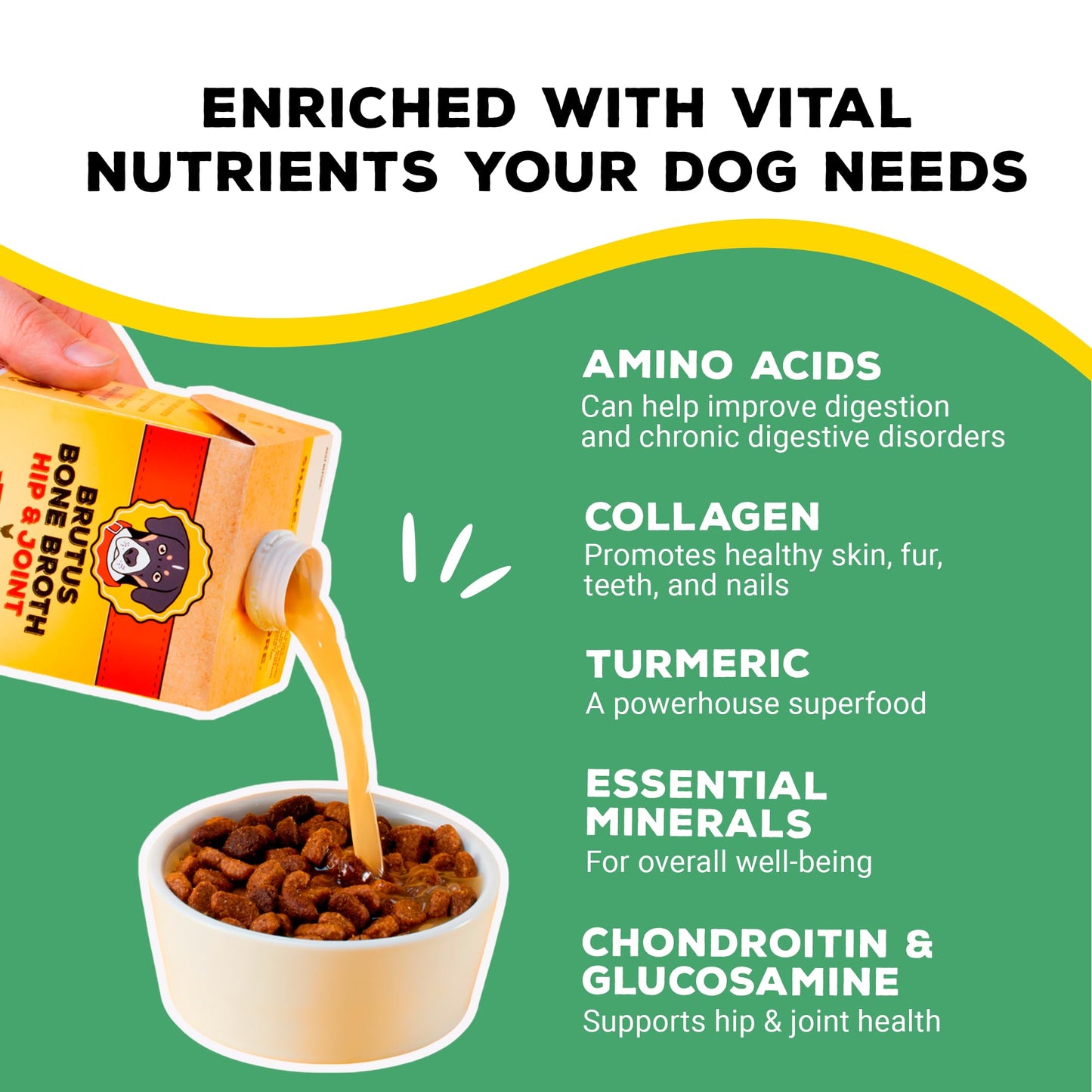 Brutus Bone Broth Chicken Broth for Dogs - All Natural, Human Grade, 16.9 oz (Pack of 6)