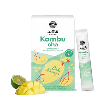 Osulloc Kombucha Tea Calamango (Calamansi & Mango Blending), Sparkling Powdered Mix Beverage, No Added Sugar, 10 Sticks, 1.76Oz