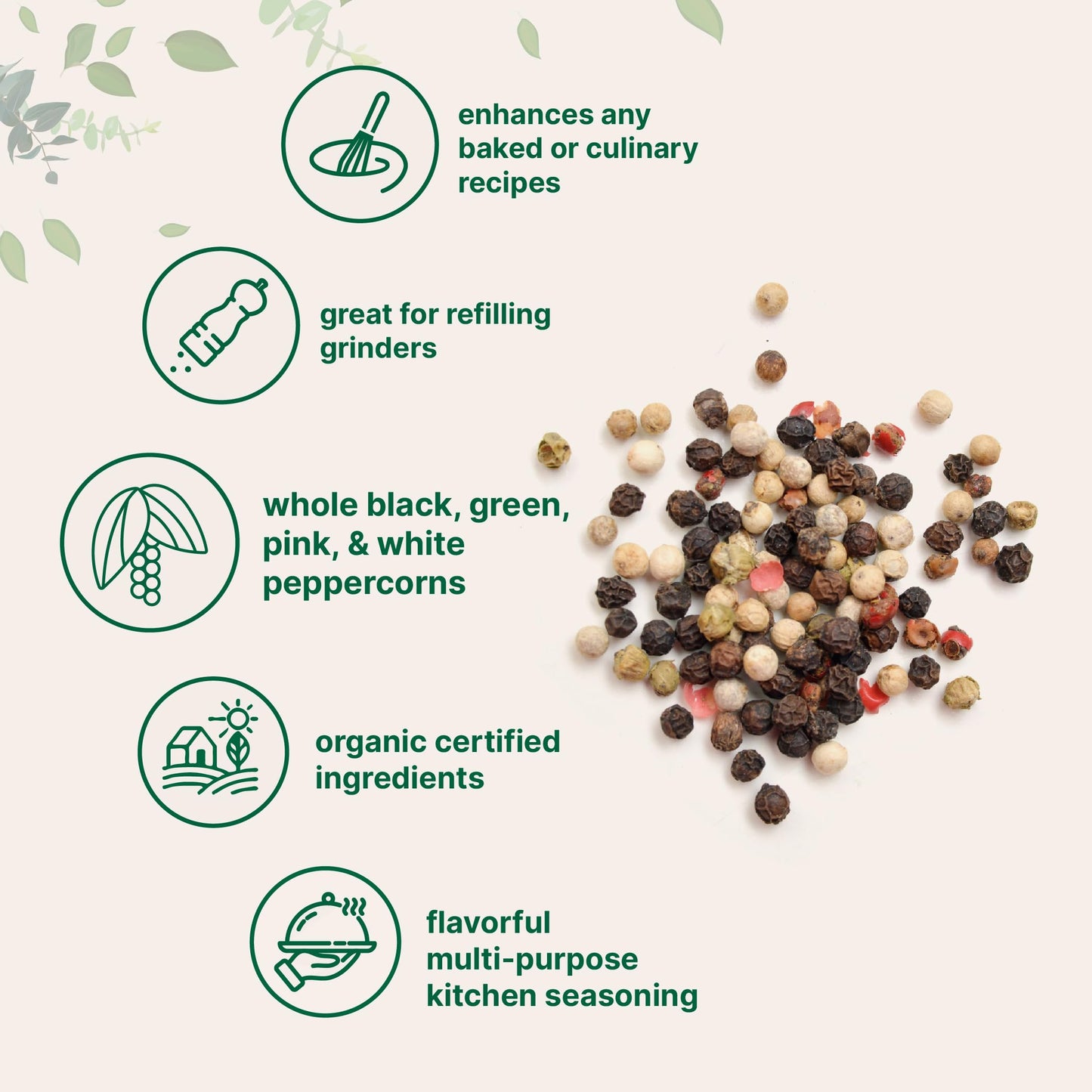 Micro Ingredients Organic Whole Rainbow Peppercorns, 2Lbs | Premium Whole Peppercorns For Grinder Refill | Great For Seasonings, Meats & Vegetables | Additive Free, Non-Gmo, Bulk Supply
