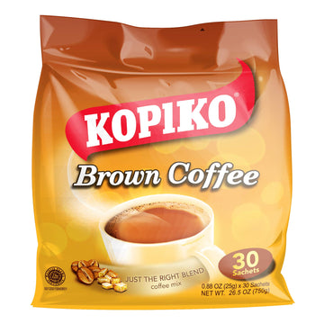 Kopiko Brown Instant Coffee Mix – Authentic Indonesian Volcanic Coffee – Taste The Irresistibly Delicious Coffee With Brown Sugar (0.88 Oz/25Gr X 30 Coffee Sachets)