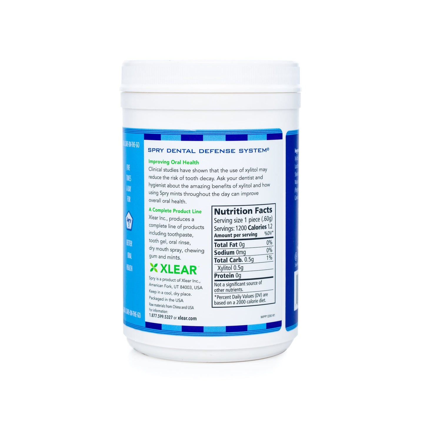 Spry Xylitol Peppermint Sugar Free Candy - Breath Mints That Promote Oral Health, Dry Mouth Mints That Increase Saliva Production, Stop Bad Breath, 1200 Count (Pack Of 1)