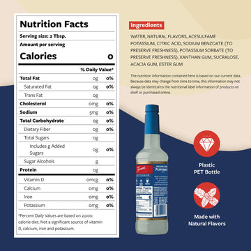 Torani Sugar Free Peppermint Coffee Syrup, Flavored Syrup For Drinks, Zero Calorie, Pump Included, 25.4 Fl Oz