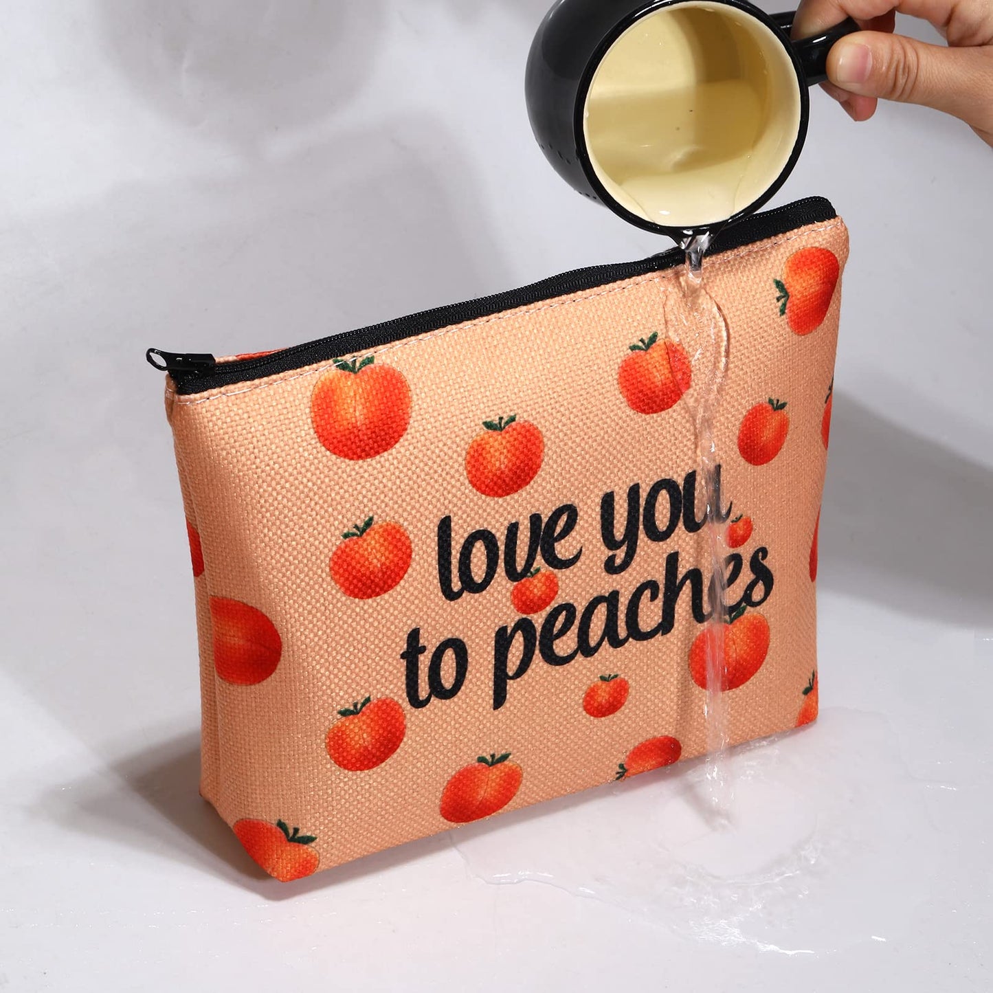 Vamsii Peach Makeup Bag Love You To Peaches Funny Peach Gift Bags Peach Themed Gifts Fruit Pun Gifts Peach Lover Gifts (Love You