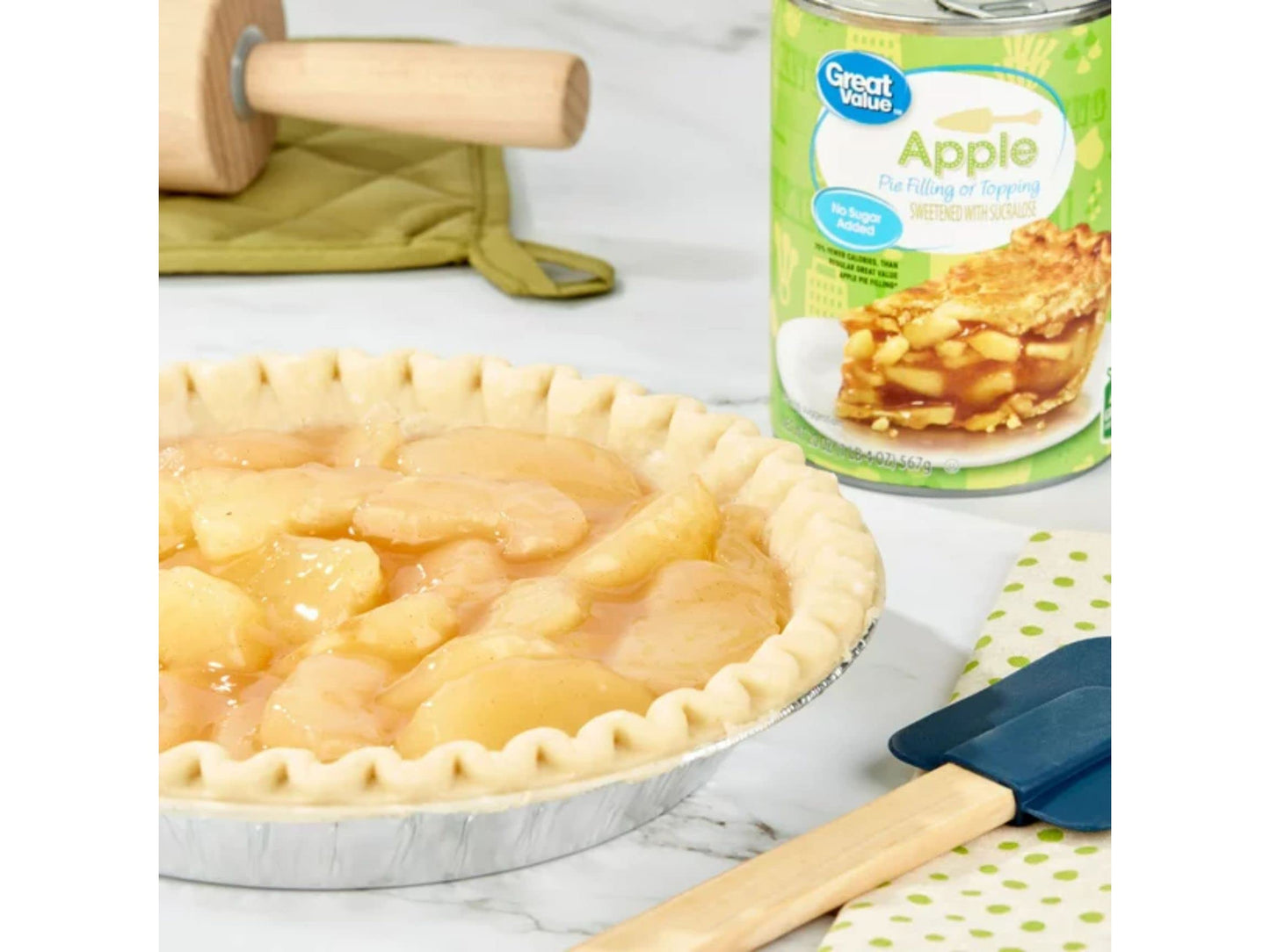 Great Value No Sugar Added Pie Filling Or Topping Variety Bundle, Includes One 20 Oz Apple Pie Filling, One 20 Oz Cherry, And On
