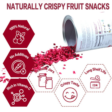 Freeze Dried Cranberries Pieces, Frozen Cranberries, No Added Sugar, 100% Natural, Freeze Dried Fruit For Cooking, Cereal, Yogur