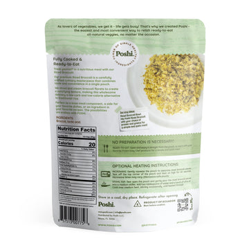 Poshi Riced Broccoli | All Natural, Fully Cooked, Ready To Eat, Non-Gmo, Low Calorie + Carb, Gluten Free, Vegetable Rice, Meals,