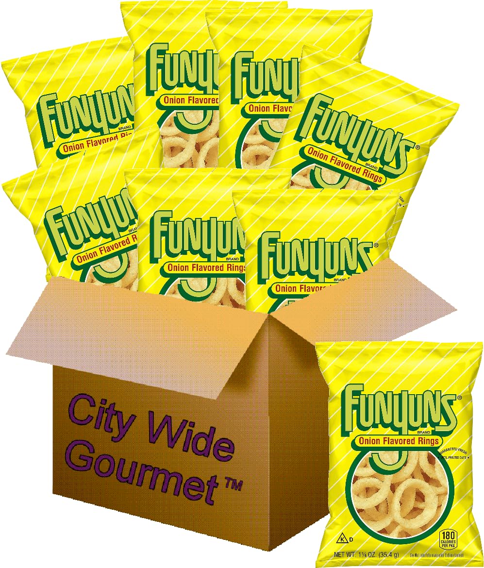 FunyunS Onion Flavored Rings 1.25 Ounce Bags (Pack Of 8) Bundled By City Wide Gourmet