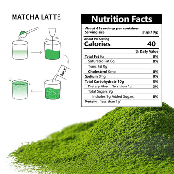 Sweetened Matcha Green Tea Powder Sweet Powder Instant Matcha Latte Blend 100% Pure Premium Matcha For Latte 16Oz(454G) Jiuyu