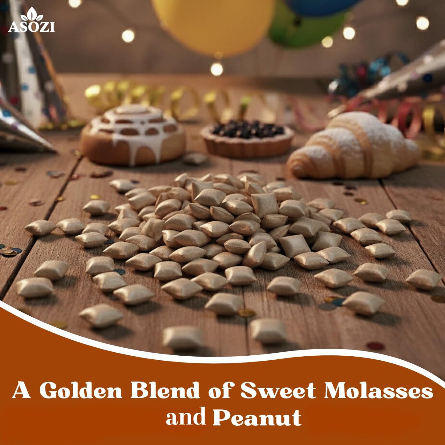 Peanut Butter Pillows Old Fashioned Candy-1Lb Golden Crunchies Molasses Peanut Butter Candy, In Resealable Bags - Perfect For The Holidays And Gifts 16Oz By Asozi