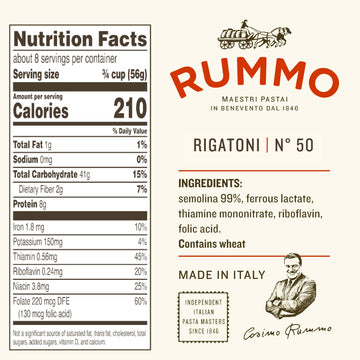 Rummo Italian Pasta Rigatoni No.50, Always Al Dente (16 ounces)