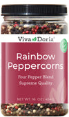 Viva Doria Rainbow Blend Peppercorn, Steam Sterilized Whole Black/Green Pepper, Whole Pink/White Pepper, 16 Oz, For Grinder Refi