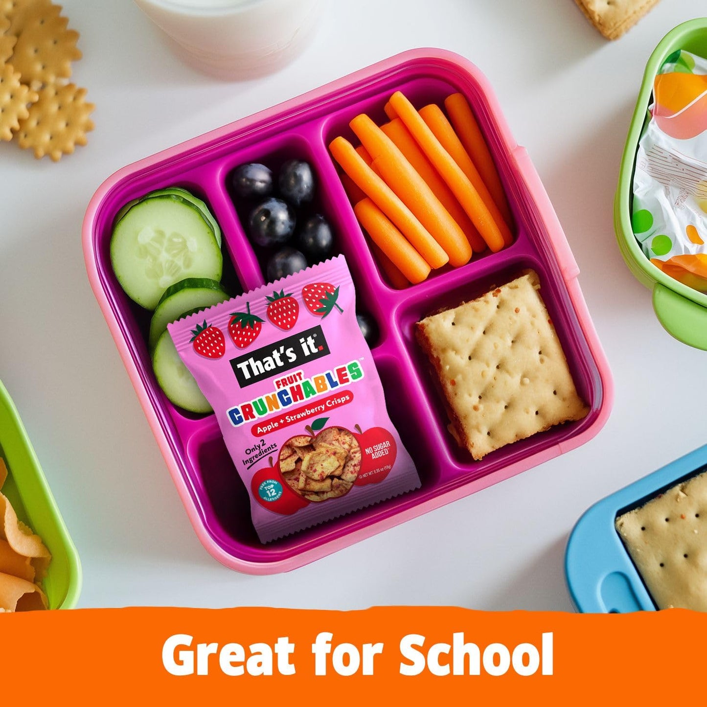 Thats It. Fruit Crunchables Apple + Strawberry Crisps, 15-Pack - 100% Real Fruit Snacks For Kids, Plant-Based, Non-Gmo, Gluten-F