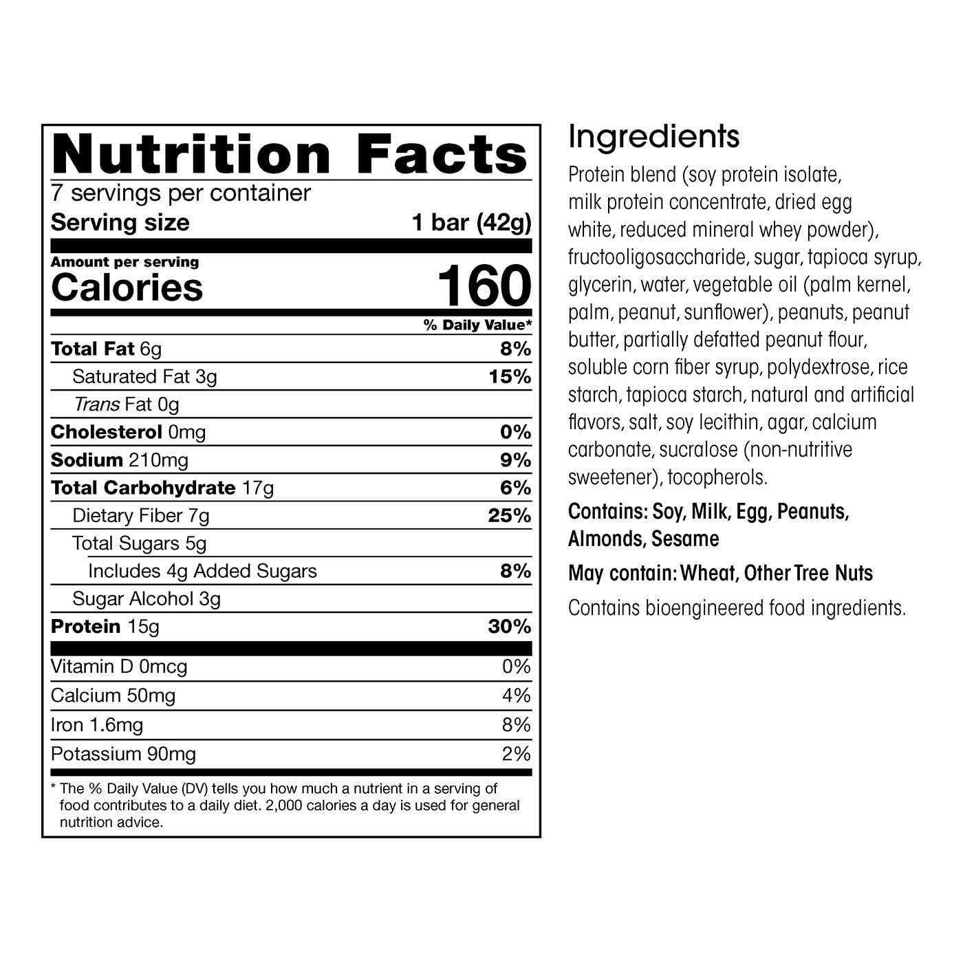 WonderSlim Protein & Fiber Bar, Fluffy Nutter, 15g Protein, 6g Fiber, Gluten Free (7ct)