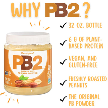 Pb2 Powdered Peanut Butter Powder | Certified Gluten Free, Low-Carb, Keto Diet Friendly | Original Flavor With 6G Of Protein, 90% Less Fat, 60 Calories Per Serving | Easy Mix For Healthy, Fit Diet