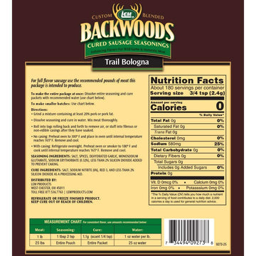 Lem Backwoods Cured Sausage Seasoning With Cure Packet, Trail Bologna