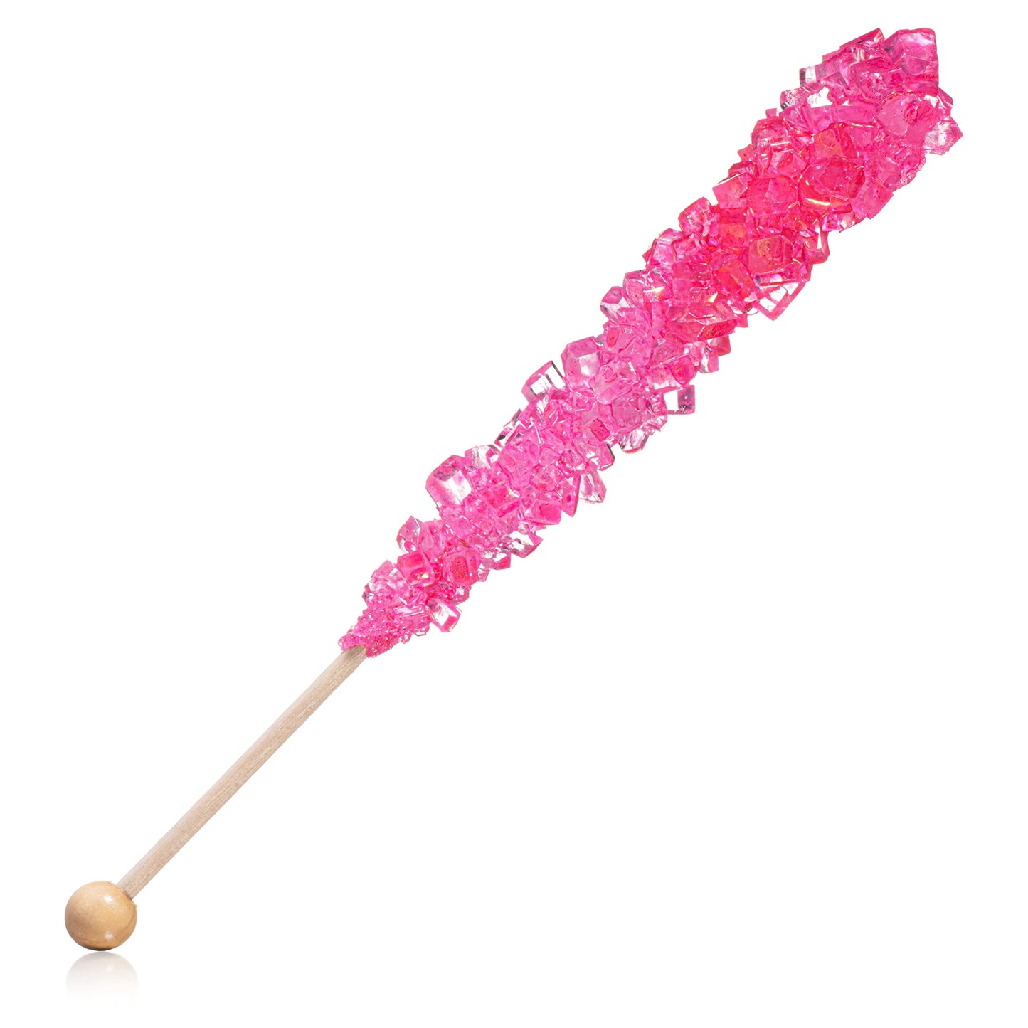 Pink Rock Candy Sugar Sticks - Cherry Flavored - 12 Individually Wrapped Pink Candy