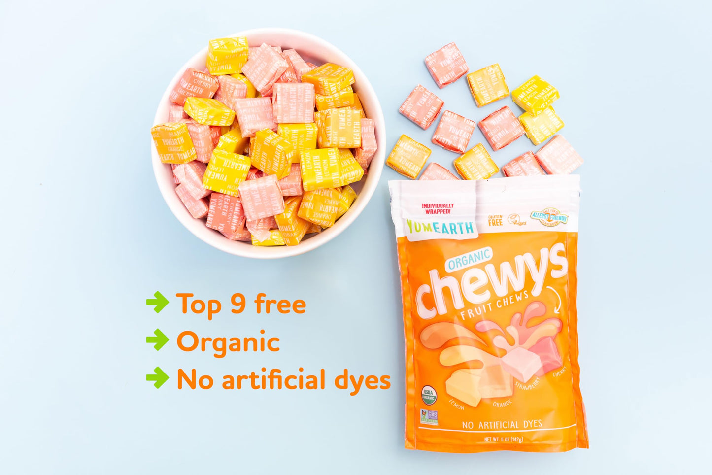 YumEarth Organic Chewys Fruit Flavored Chews, 5oz Sup, Allergy Friendly, Gluten Free, Non-GMO, Vegan, No Artificial Flavors or D
