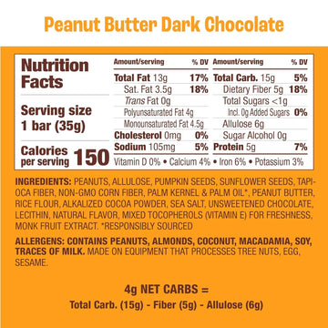 Munk Pack Nut & Seed Snack Bars - 5g Protein, 1g Sugar, Keto, Gluten Free, 24 Count, Peanut Butter Dark Chocolate
