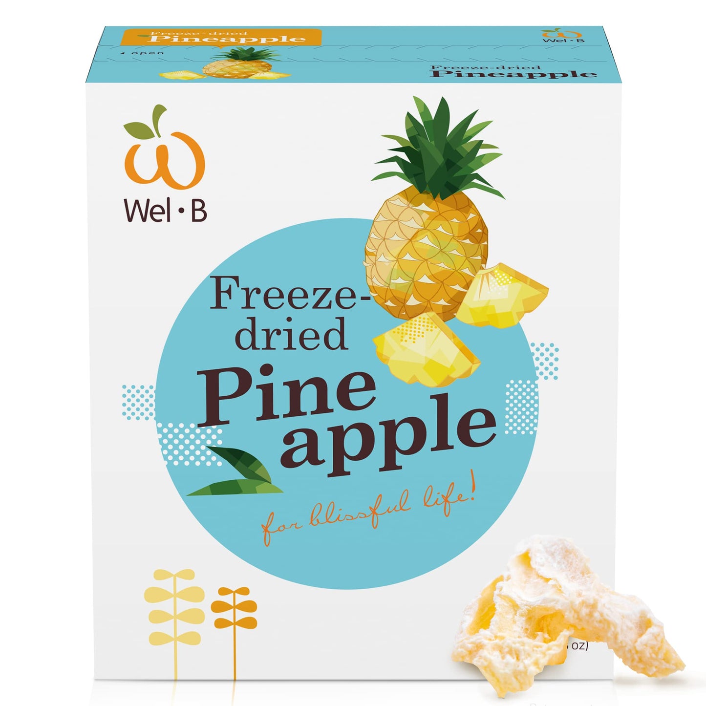 Wel-B Freeze Dried Fruit Snacks, Fresh Pineapple Freeze Dried to a Crispy Texture While Retaining Natural Flavor and Nutrition,