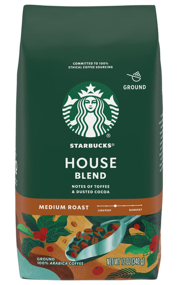 Starbucks House Blend Medium Roast Ground Coffee 12 ounce Bags (Pack of 3)