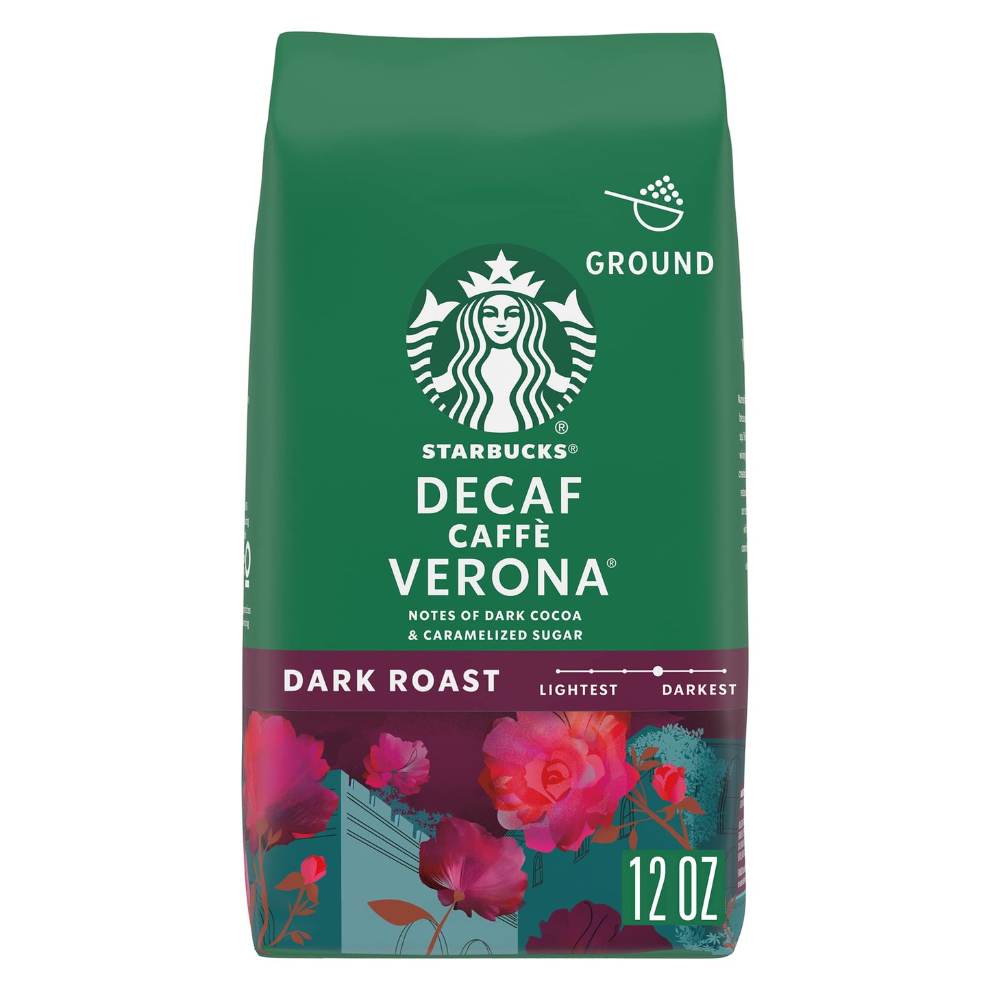 Starbucks Ground Coffee, Dark Roast Coffee, Decaf Caffè Verona, 100% Arabica, 1 Bag (12 Oz)