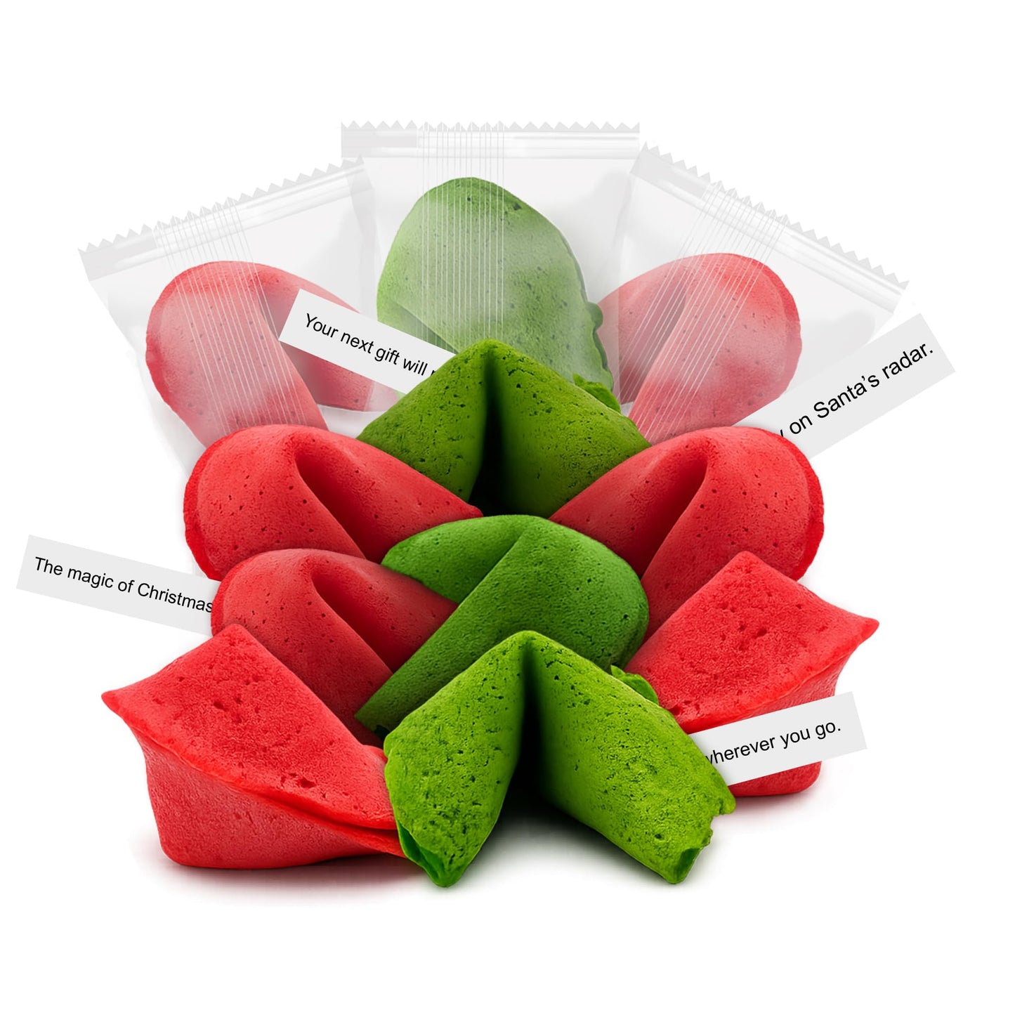 4Es Novelty Christmas Fortune Cookies Bulk, 50 Individually Wrapped Funny Fortune Cookies with Holiday Sayings for Kids & Adult
