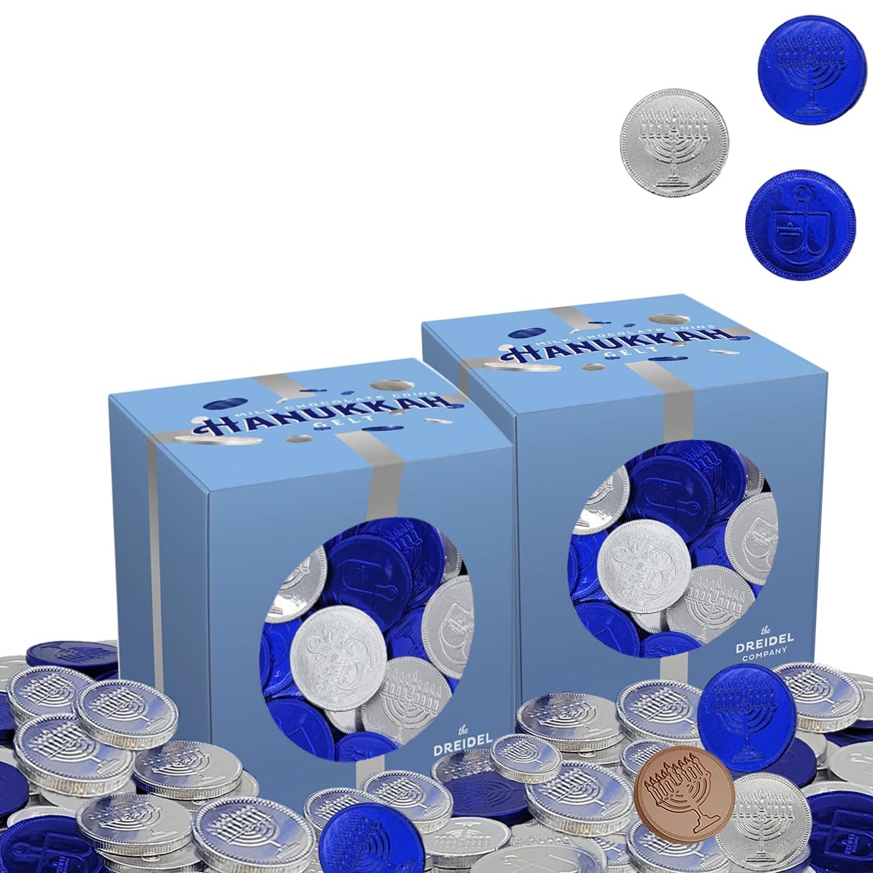 The Dreidel Company Chocolate Coins Nut-Free Made With Top-Grade Belgian Milk Chocolate Kosher Dairy Chanukah Gelt (2 Pounds)