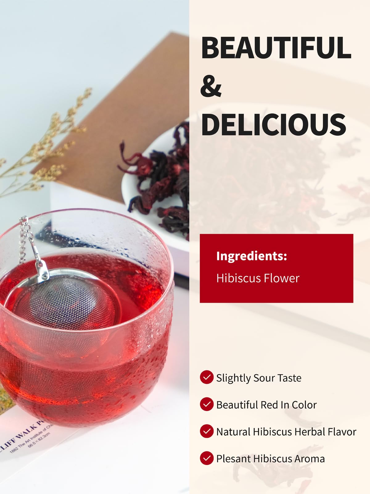 TeeLux Hibiscus Tea Loose Leaf, Dried Herbal Tea, Caffeine Free, 16oz