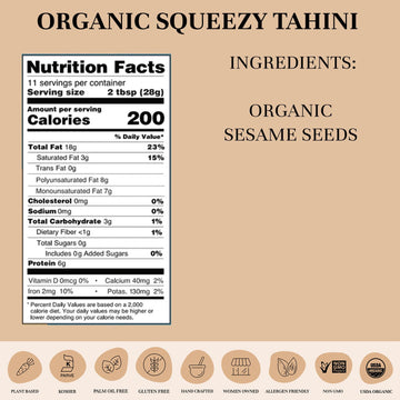 Seed + Mill - Organic Tahini Sauce - Vegan, Kosher, Non-Gmo, Keto, Paleo, Whole30, Gluten Free - Silky Smooth Texture - Great In
