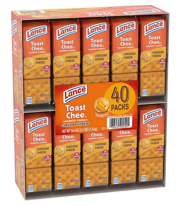Lance Toast Chee Cheddar Cheese Sandwich Snack Crackers, 40 Count Bulk