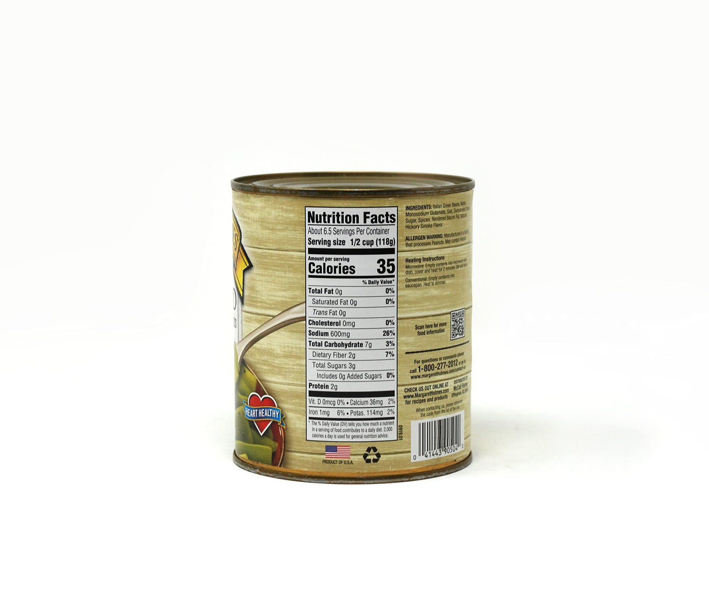 Margaret Holmes Seasoned Italian Green Beans, 27Oz Can, 2 Pack Bundled With A Jfs Recipe Card