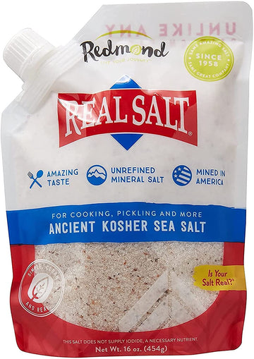 Redmond Real Kosher Salt, 16 Ounce Pouch (3 pack)