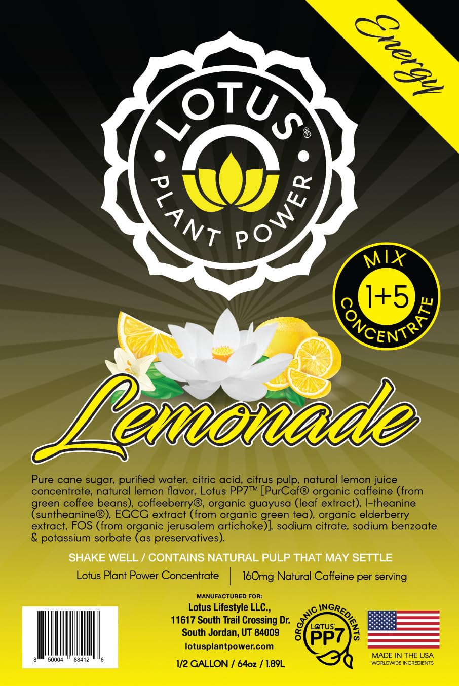 Lotus Plant Power Energy Lemonade Concentrate, Natural Caffeine, 64 fl oz