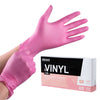 Okiaas Pink Disposable Gloves X-Small, Vinyl Gloves Disposable Latex Free, 5 Mil, 50 Count, For Food Prep, Household Cleaning, H