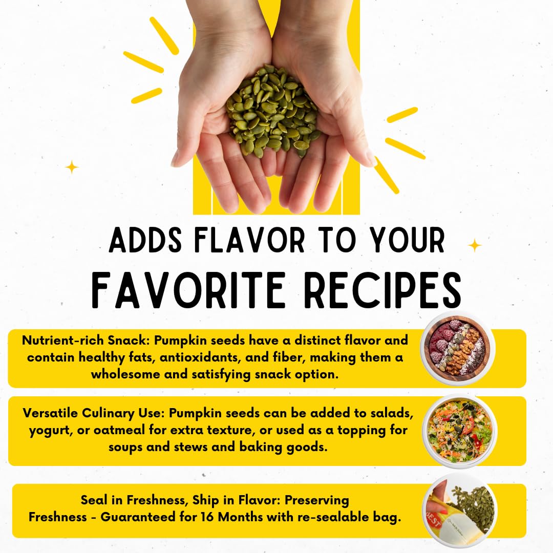 Sunbest Natural - Pumpkin Seeds, Pumpkin Seeds Roasted Salted, Non-Gmo Shelled Pumpkin Seeds, Vegan And Kosher Seeds Snacks, 3 Lbs.