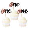 Ercadio 24 Pack Rugby One Cupcake Toppers Glitter American Football 1St Birthday Cupcake Picks Sports Theme One Cupcake Decors F