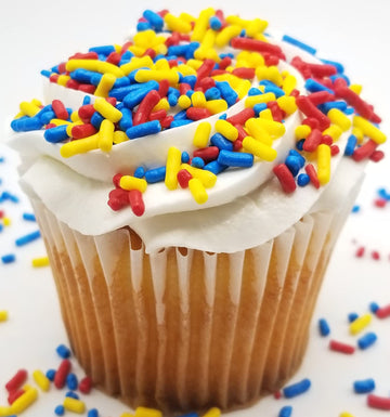 Ncs Red, Yellow, And Blue Edible Jimmies Sprinkles, 8 Ounces - Great For Cupcakes, Cookies, Cakes, Cakes Pops, Donuts