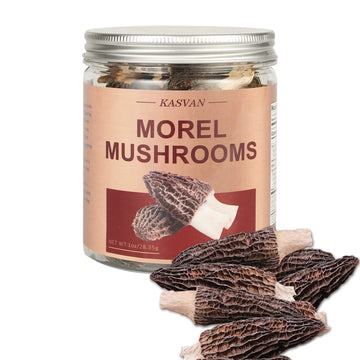 Kasvan Wild Dried Morel Mushrooms - Morchella Conica 1 Ounce With Tender And Delicious Meat, Dry Morel Mushrooms That Are Rich I