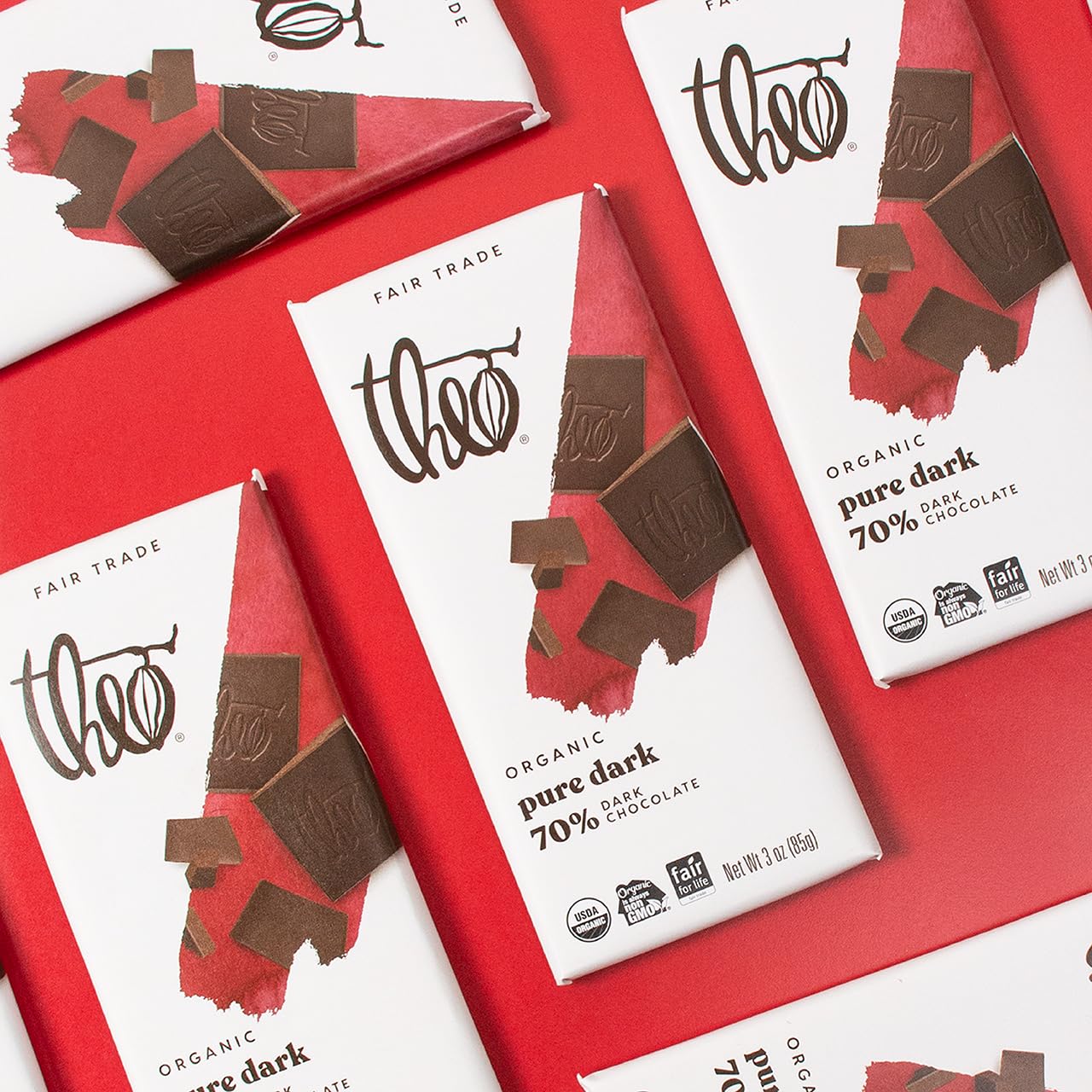 Theo Cherry Almond Organic Dark Chocolate Bar, 70% Cacao, 1 Bar | Vegan, Fair Trade