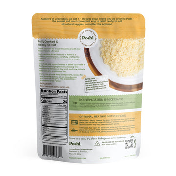 Poshi Riced Heart Of Palm | All Natural, Fully Cooked, Ready To Eat, Non-Gmo, Low Calorie + Carb, Gluten Free, Vegetable Rice, M