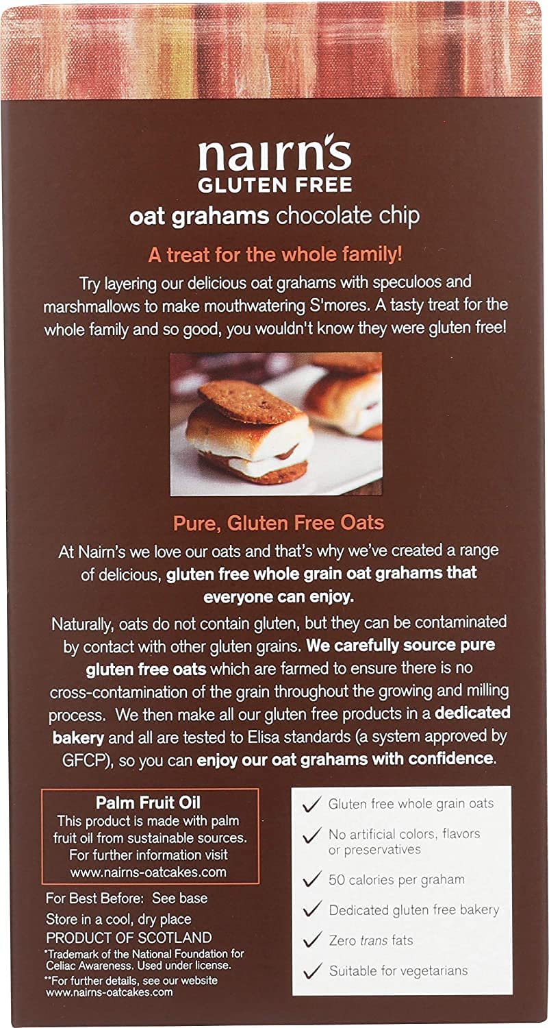 Nairn'S Gluten Free Chocolate Chip Oat Grahams, 3 Packs/5.64 Oz