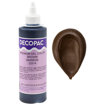 Decopac Premium Gel Food Color, Edible Coloring For Use With Buttercream Or Whipped Icing, Fondant & Piping Gel, Highly Concentrated Gel, 8Oz - Brown